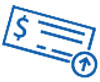 Icon depicting a check and dollar symbol.