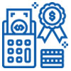 Icon depicting a calculator and a ribbon.