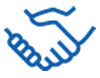 Icon depicting two people shaking hands.